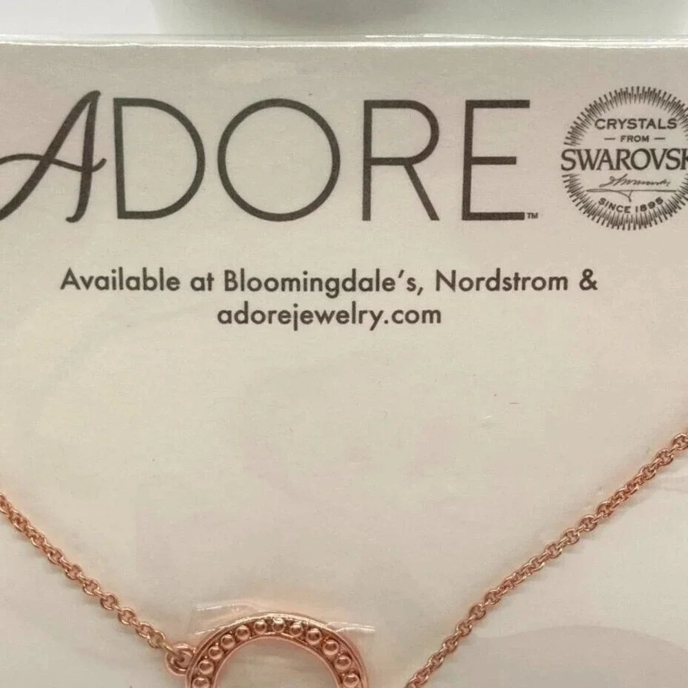 ADORE Swarovski Crystals Rose Gold Plated Organic Circle‎ Charm Bracelet